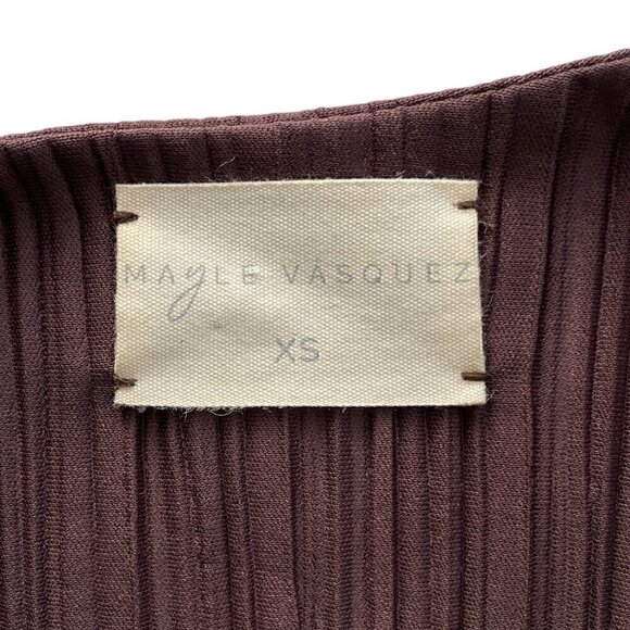 Mayle Vasquez Cienaga Dress Brown XS Pleated Wrap Mini Cutout Boho Chic - Picture 5 of 7